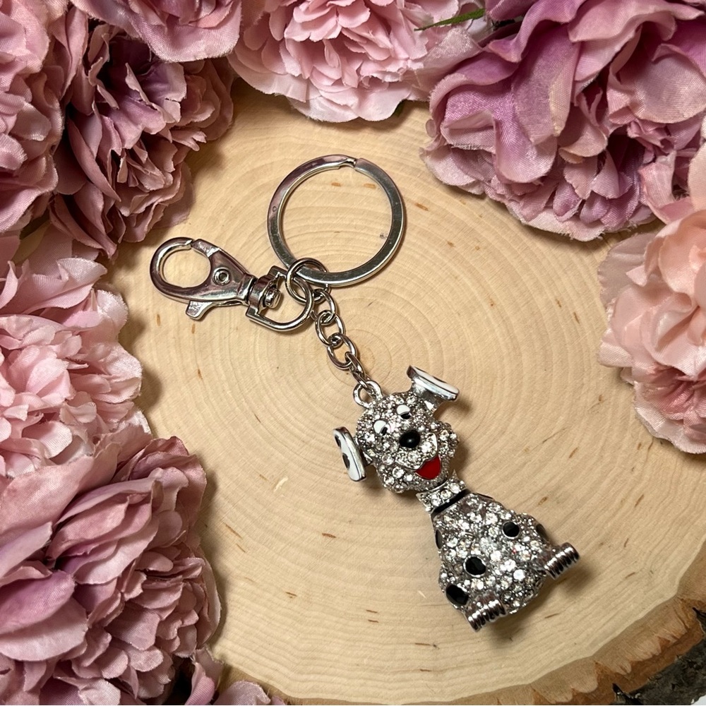 Cute Crystal Dalmatian Puppy Dog Keychain Charm - Picture 8 of 14